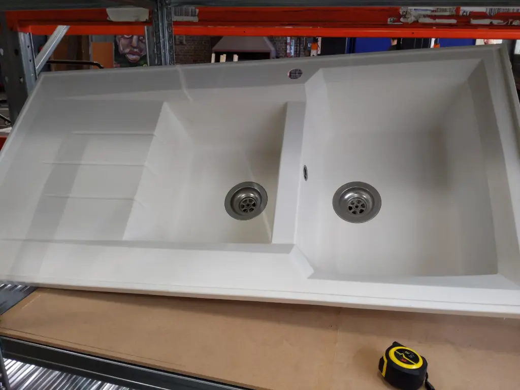 CT12 - Évier résine 2 vasques + siphon