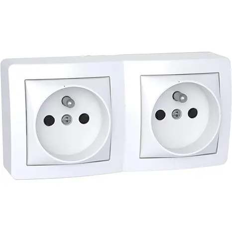 [LM46-037] LM46-037 Double prise avec terre ALREA BLANC