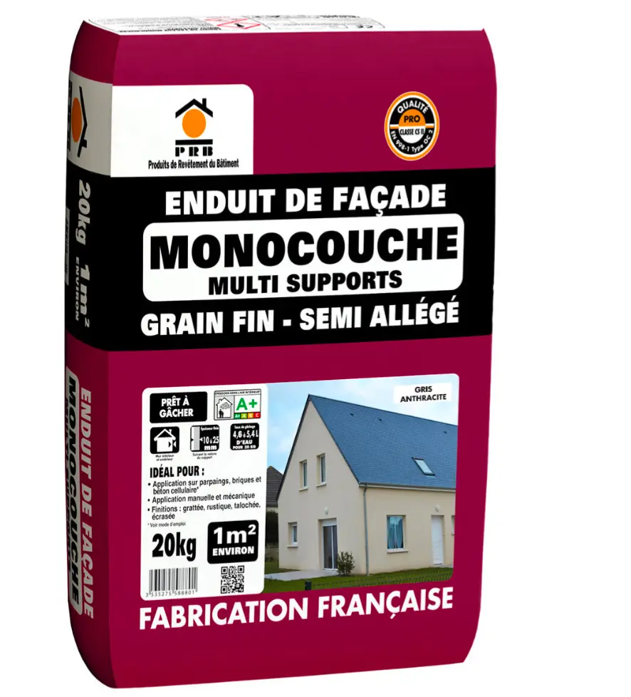 AS107 - Enduit de façade mono couche gris anthracite 20kg