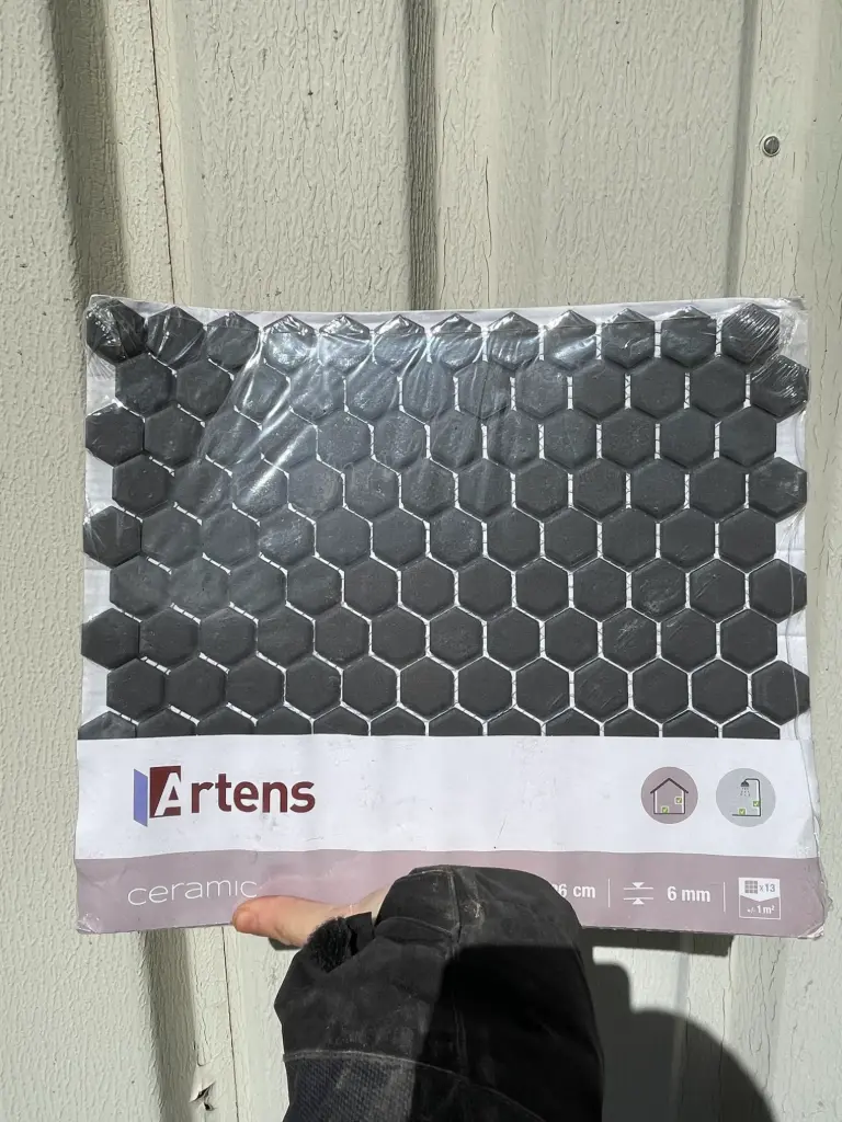 CT259 - 1 plaque de Mosaïque mur Hexagon porcelaine noir ARTENS