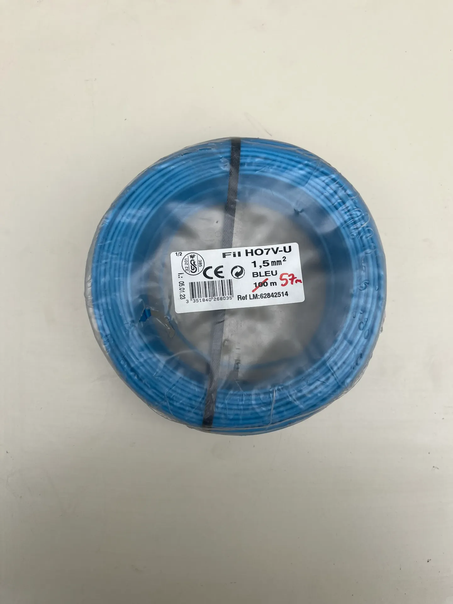 [CT409] CT409 - Fil HO7V-U 1,5 mm2 - 57 m environ
