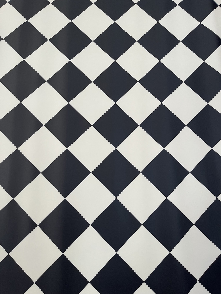CT473 - Rouleau de lino damier noir blanc - 5,2 m2