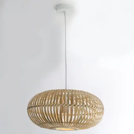 [LM26-075] LM26-075 Suspension manille bambou naturel E27 D40