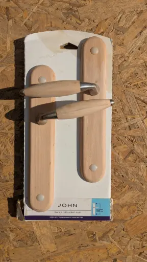 [AS211] AS211 - 2 poignées de porte John trou de clé, bois, 195 mm